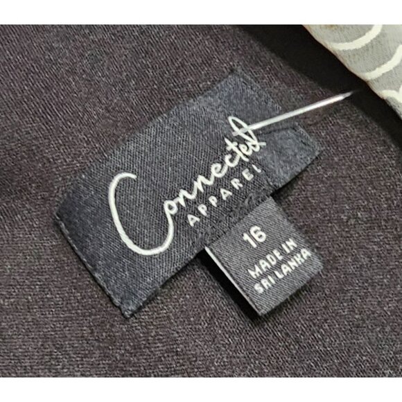 Floral Overlay Black Fit & Flare Dress By Connected Apparel Size 16 Tea Length - Picture 6 of 12